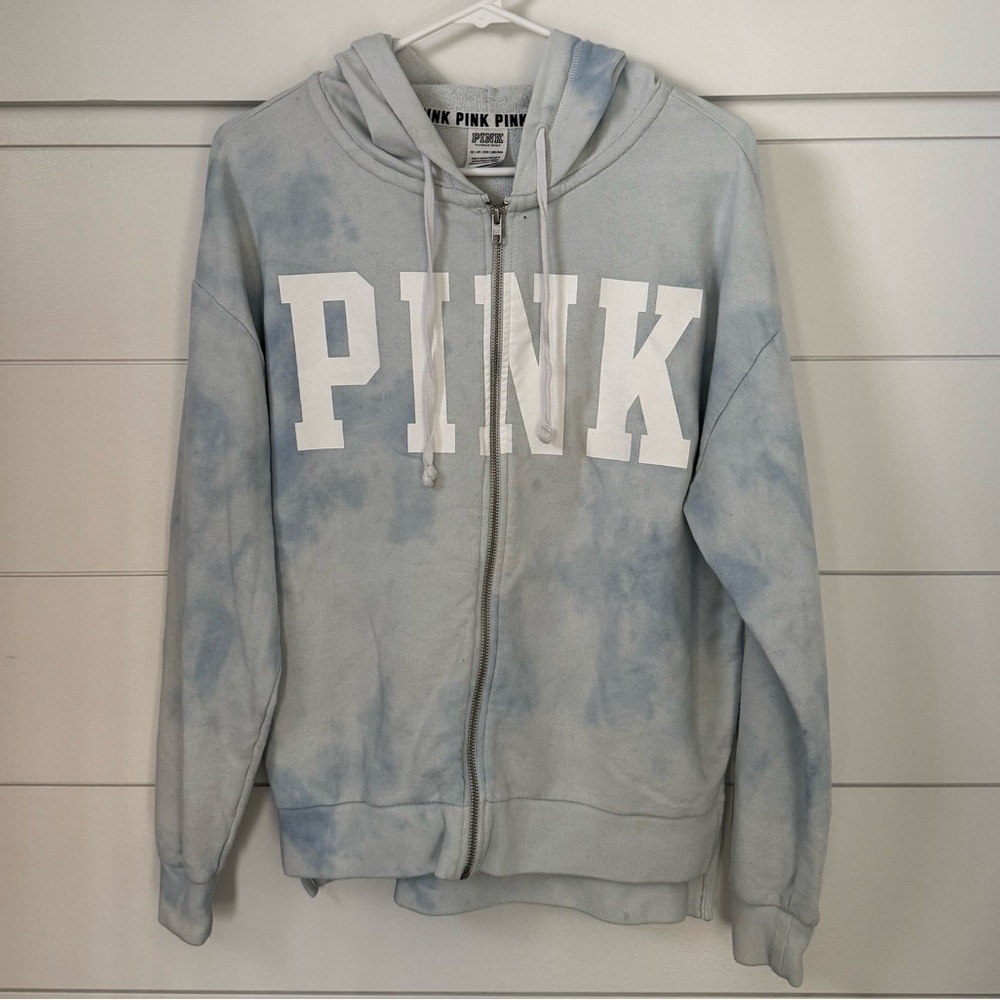 Victoria's Secret PINK Zip-Up Hoodie - Soft Blue, Women’s XS